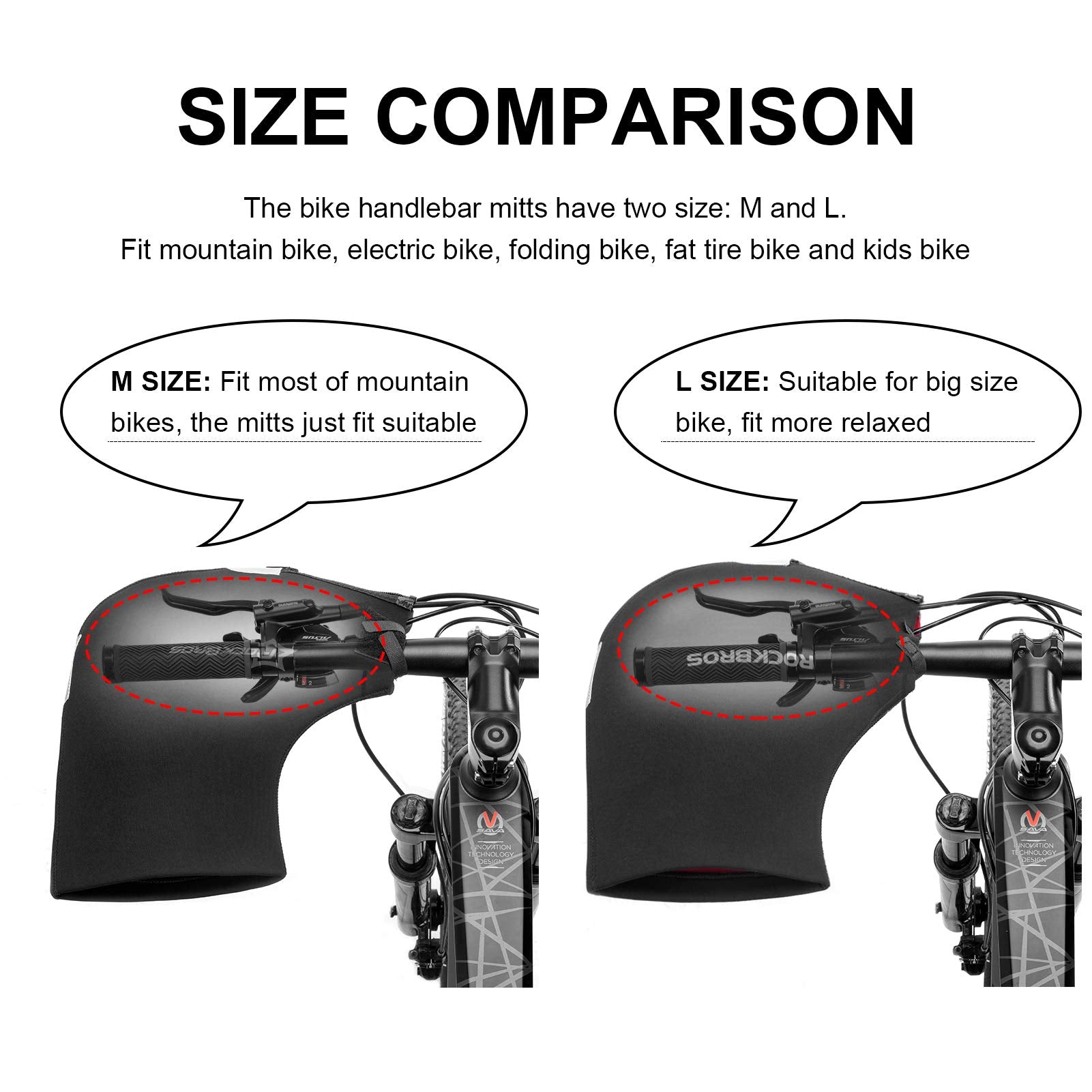 ROCKBROS Handlebar Mittens - Cold Weather Windproof MTB Bar Covers - ROCKBROS