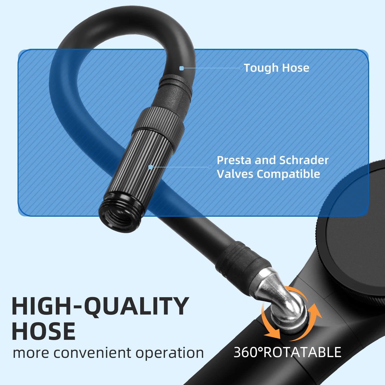 ROCKBROS Bike Tire/Shock Pump 320PSI High Pressure - ROCKBROS