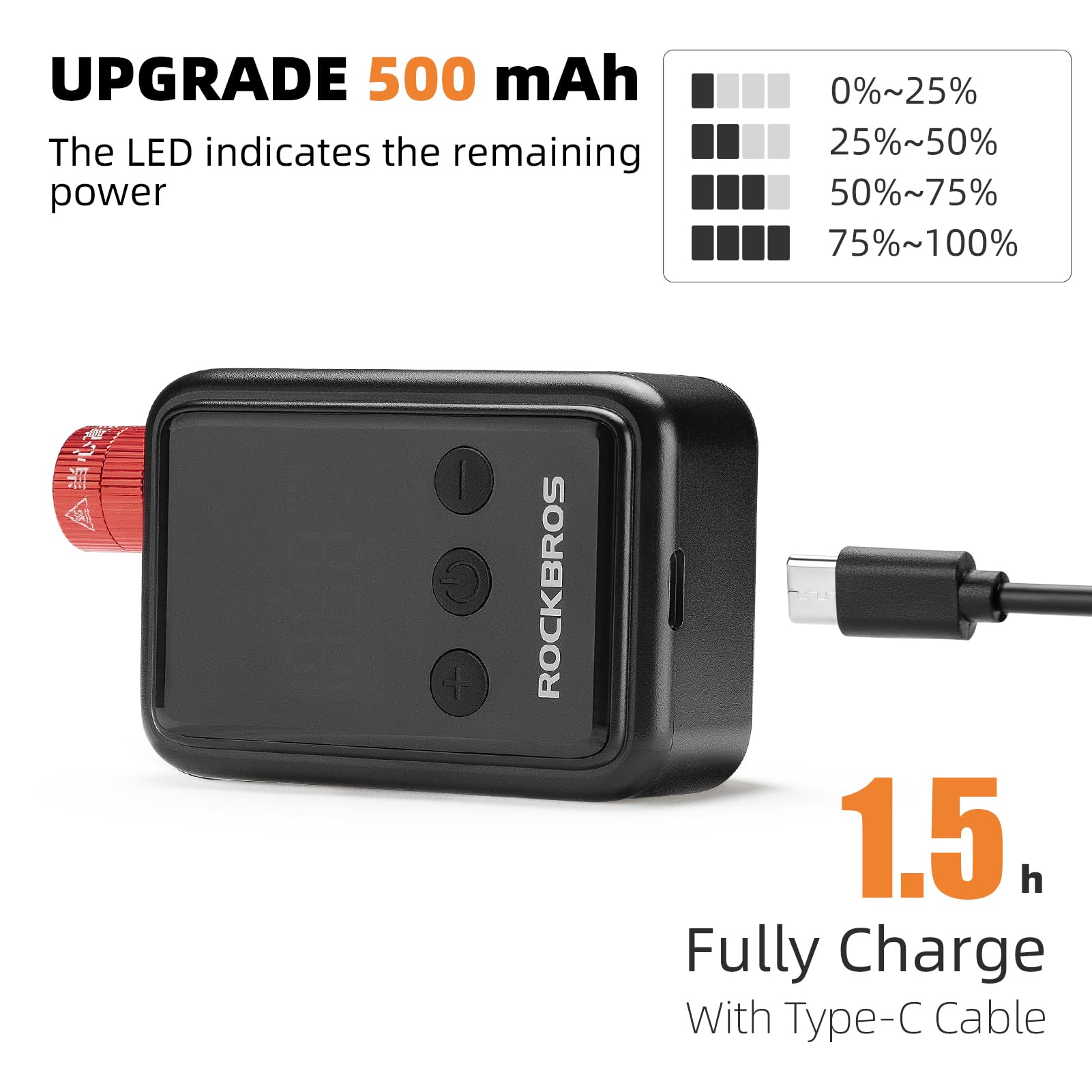 ROCKBROS HW140 Mini Electric Air Bike Tire Pump 150PSI 500mAh