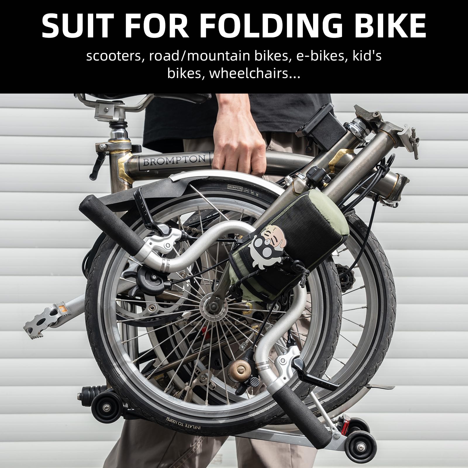 ROCKBROS Bike Water Bottle Holder with Mesh Pockets for Kids Adults