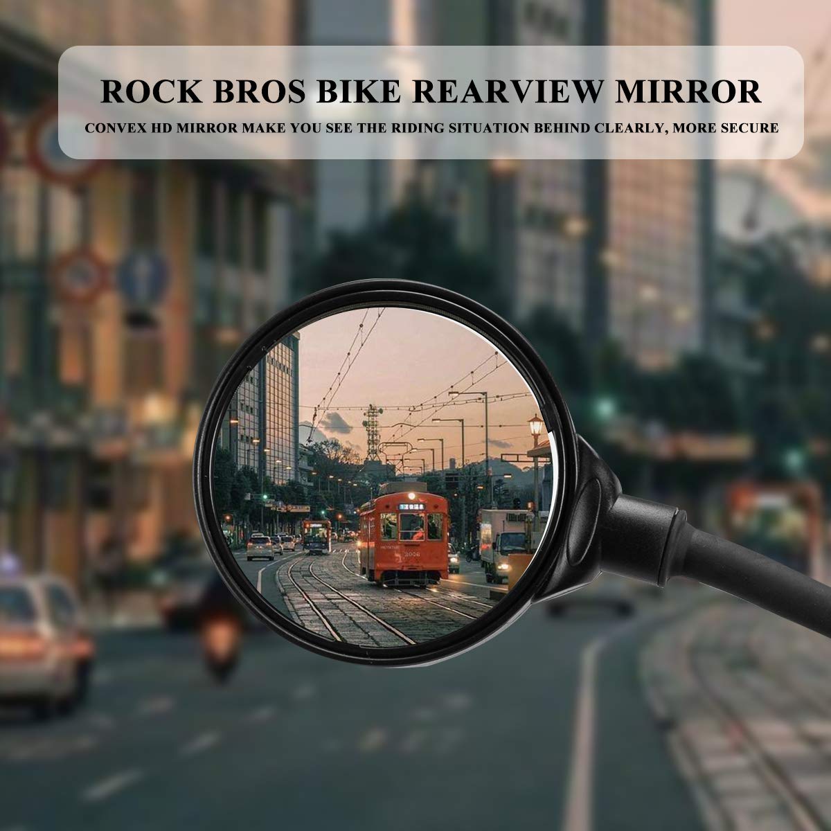 ROCKBROS 360° Adjustable HD Bike Mirror, Wide Angle Convex for Men Women