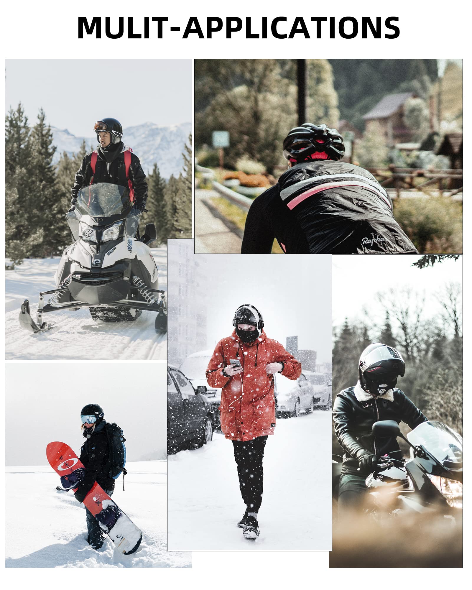 ROCKBROS Ski Mask Thermal Fleece Balaclava Winter Face Cover for Men Women - ROCKBROS