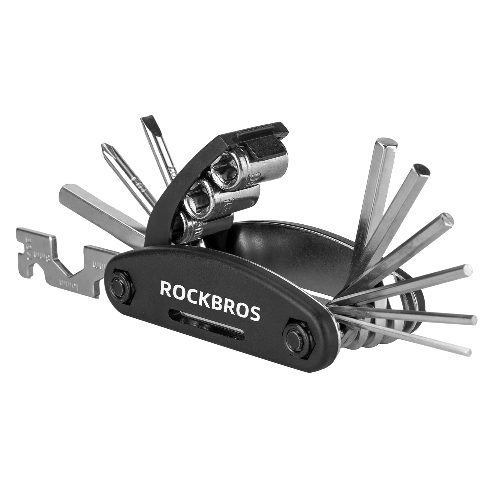 trek bicycle tool kit ROCKBROS Bike Foldable Repair Kit 16-in-1 Multi-Function Portable Allen Wrench and Tire Lever, GJ1601