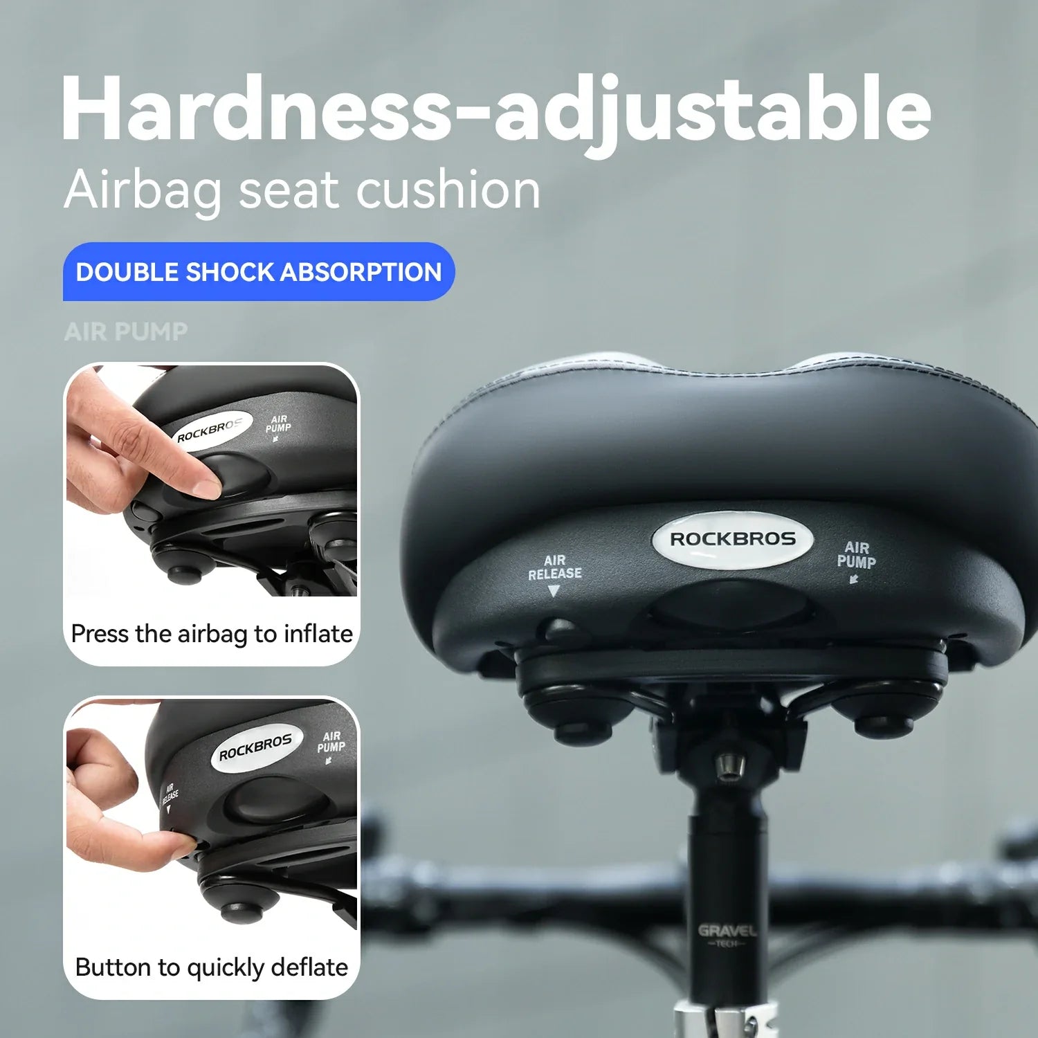 Adjustable Air Cushion Bike Saddle Wide Comfort Shock Absorbing Seat