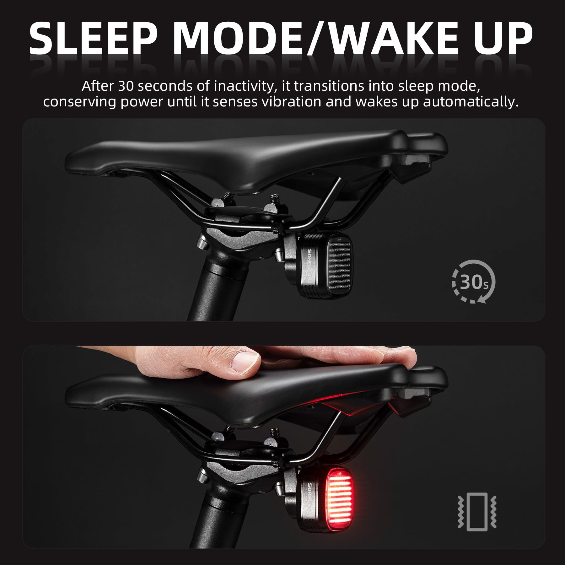 ROCKBROS R7 Pixel-Style Smart Brake Bike Tail Light 12 Modes Rechargeable