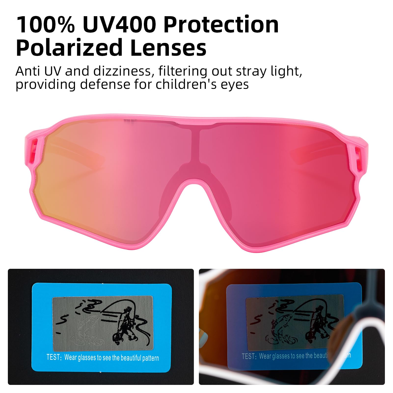 polarized kids sunglasses uv400 protection tr90 frame#color_pink