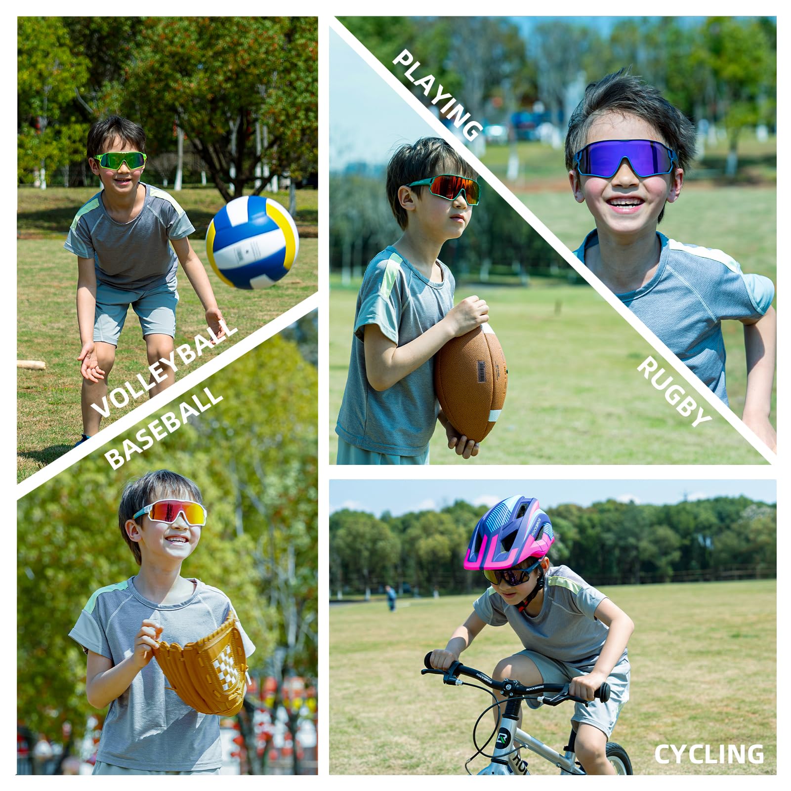 rorockbros lightweight kids polarized sunglasses for cycling#color_black