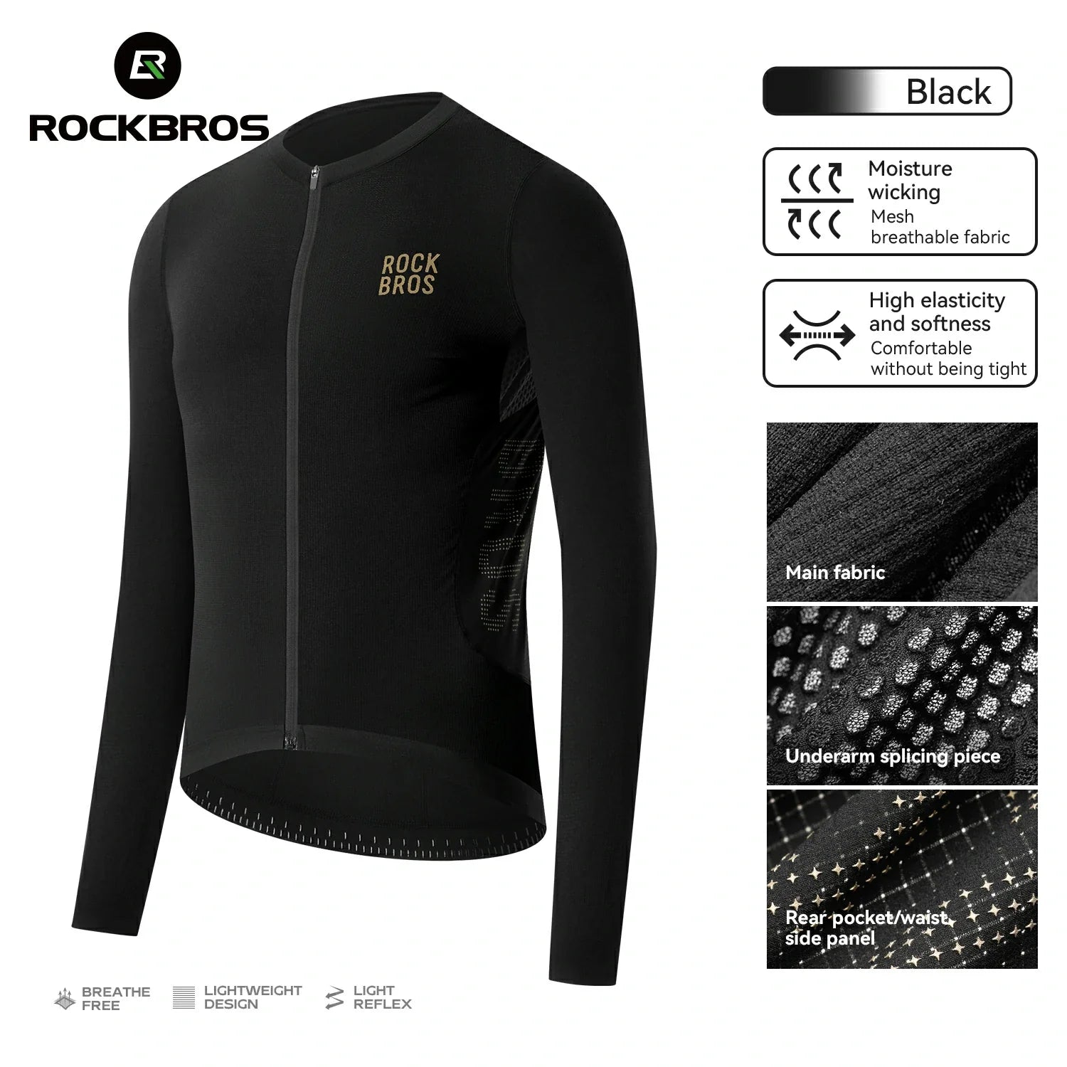 Lightweight cycling jersey with mesh ventilation design #Color_Black