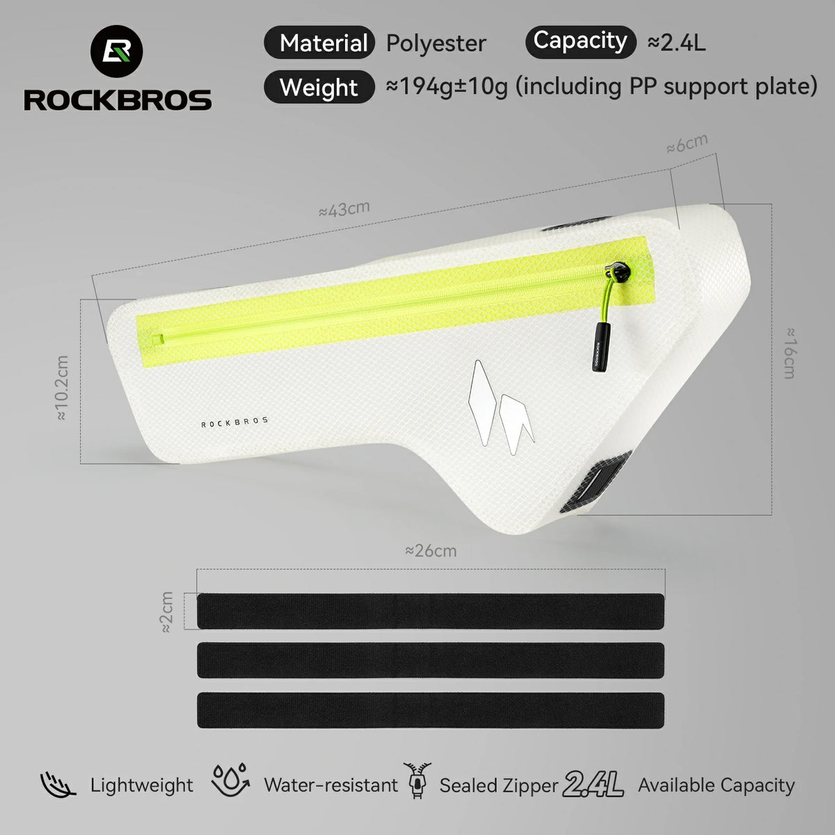ROCKBROS 2.4L waterproof bike frame bag with DIY light design