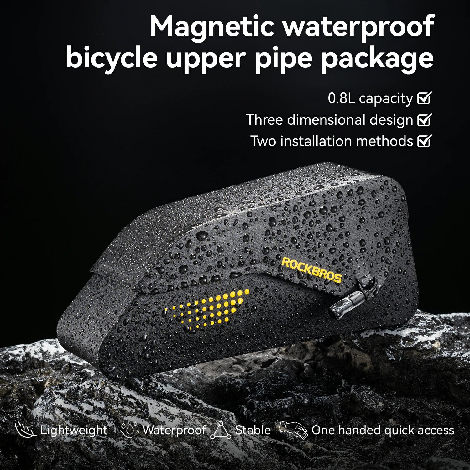 Magnetic Top Tube Bag 0.8L Water-Resistant Bike Frame Bag