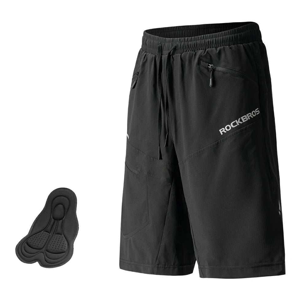ROCKBROS men's 2-in-1 padded MTB cycling shorts