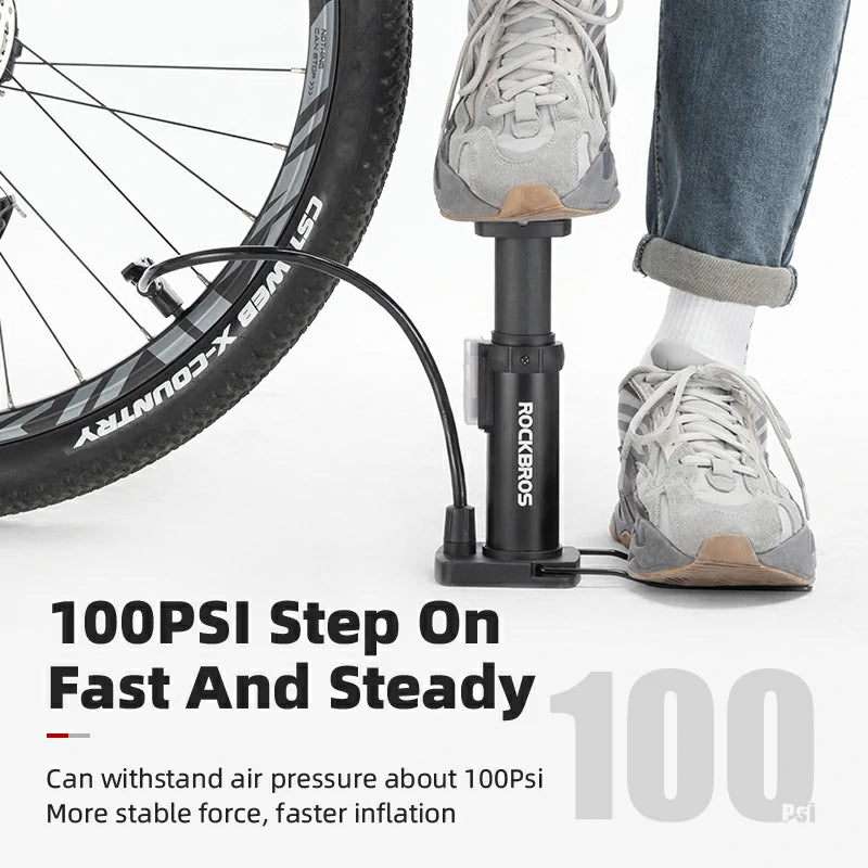 Mini Portable Aluminum Bike Floor Pump with Presta and Schrader 100PSI