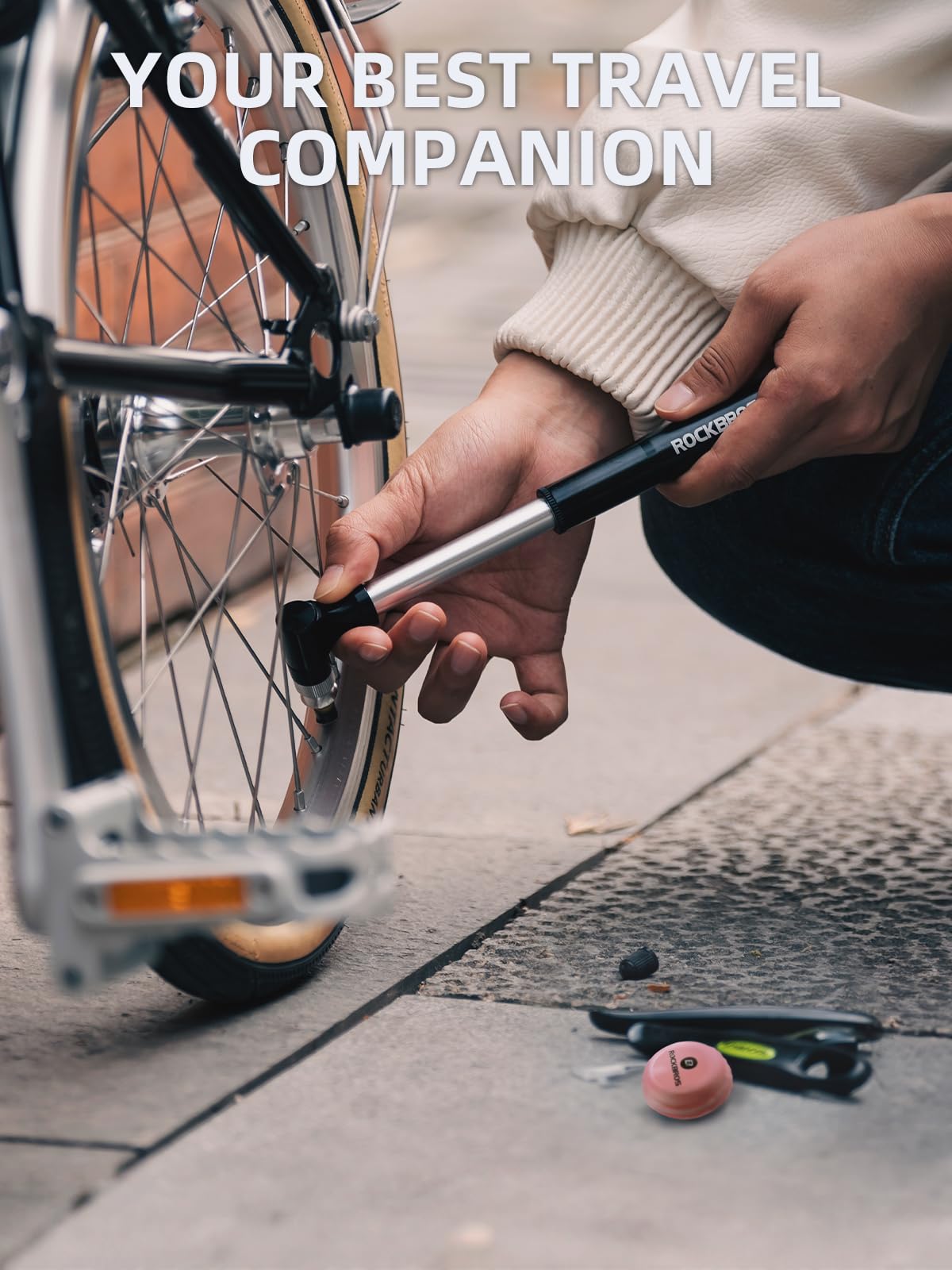 ROCKBROS 18-Pcs Bike Tire Patch Kit, Glueless Tube Repair with Tyre Levers 6-Pack