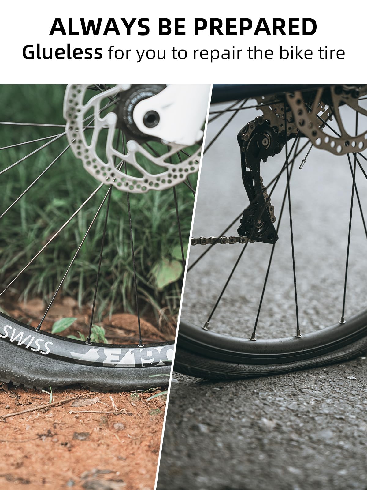 ROCKBROS 18-Pcs Bike Tire Patch Kit, Glueless Tube Repair with Tyre Levers 6-Pack