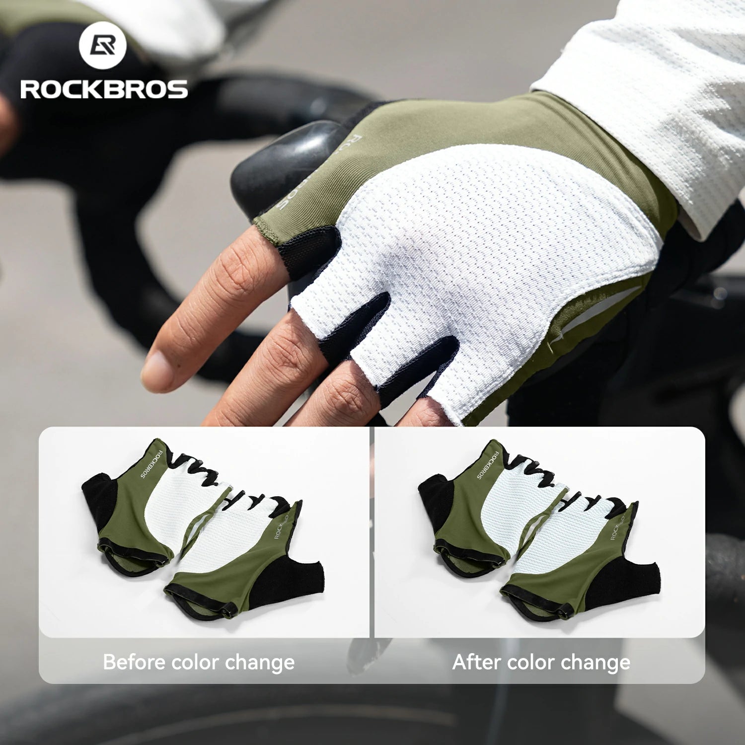 Photochromic fabric on ROCKBROS summer cycling gloves