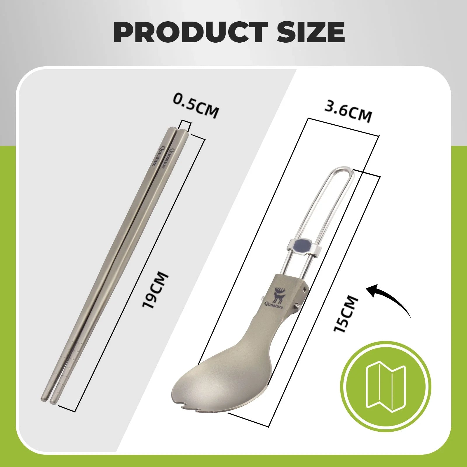 Qunature Lightweight Titanium 3-in-1 Tableware Set