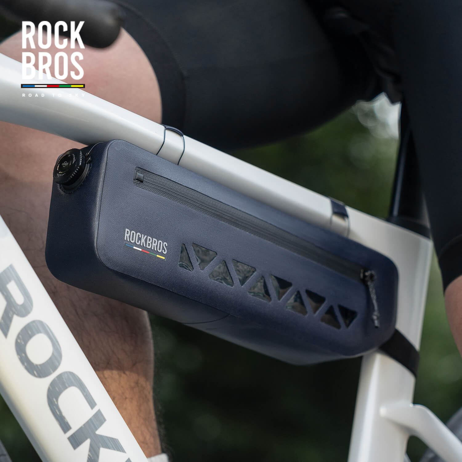 road to sky 100% waterproof bike frame bag model as-142 with secure storage #Color_Blue