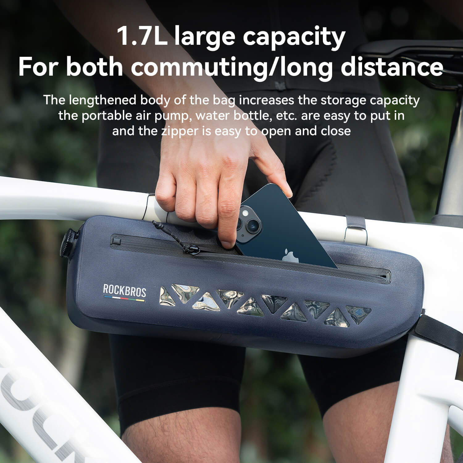 road to sky 100% waterproof bike frame bag model as-142 with secure storage