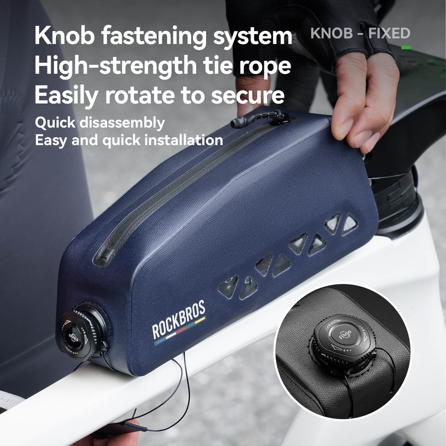 blue 1l bike frame bag