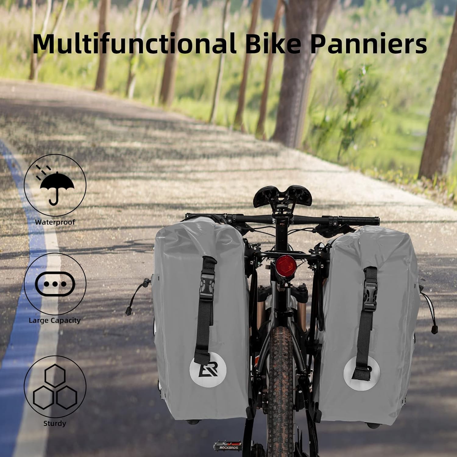 rockbros grey cycling panniers#color_grey