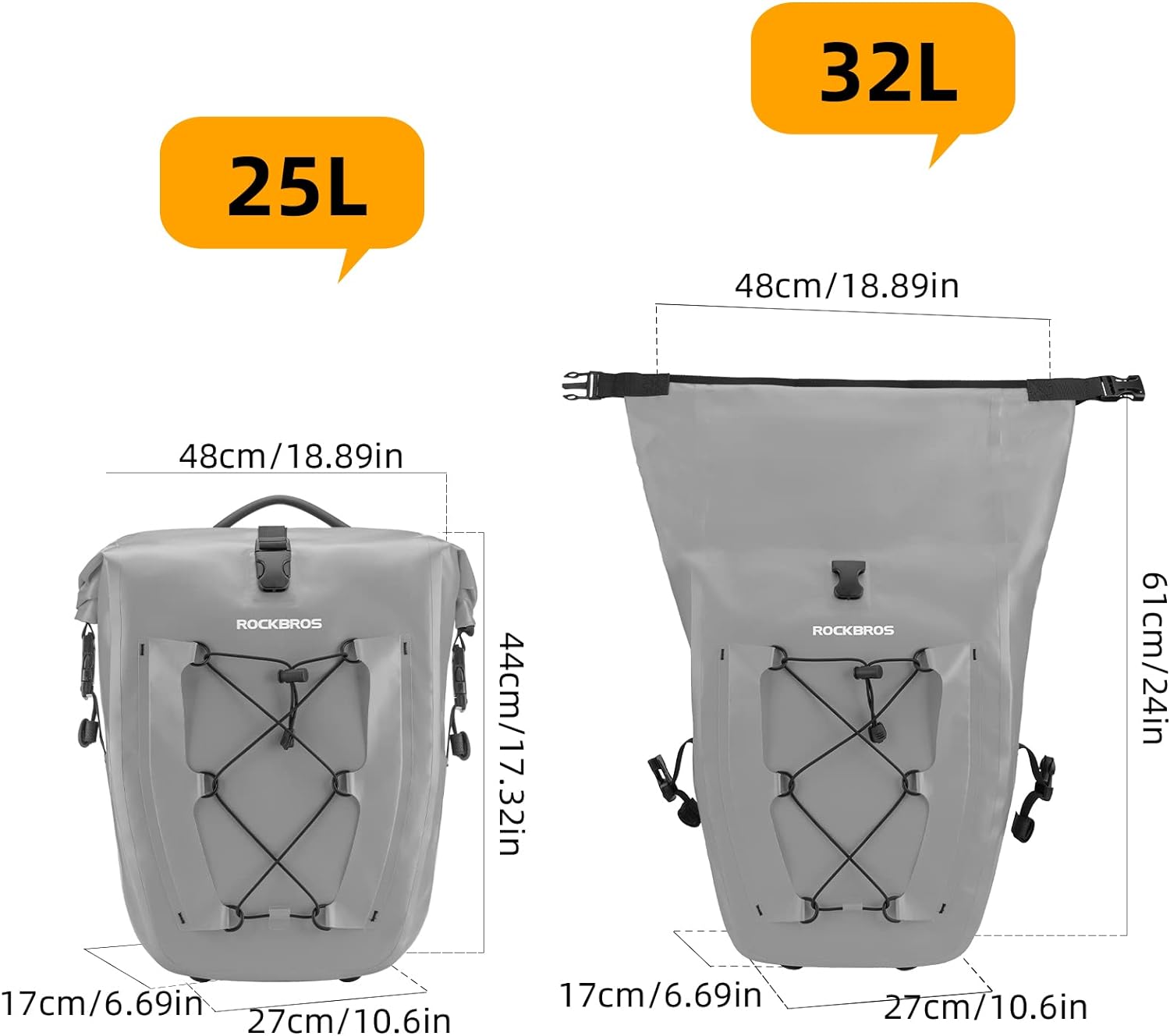 waterproof grey panniers 32l#color_grey