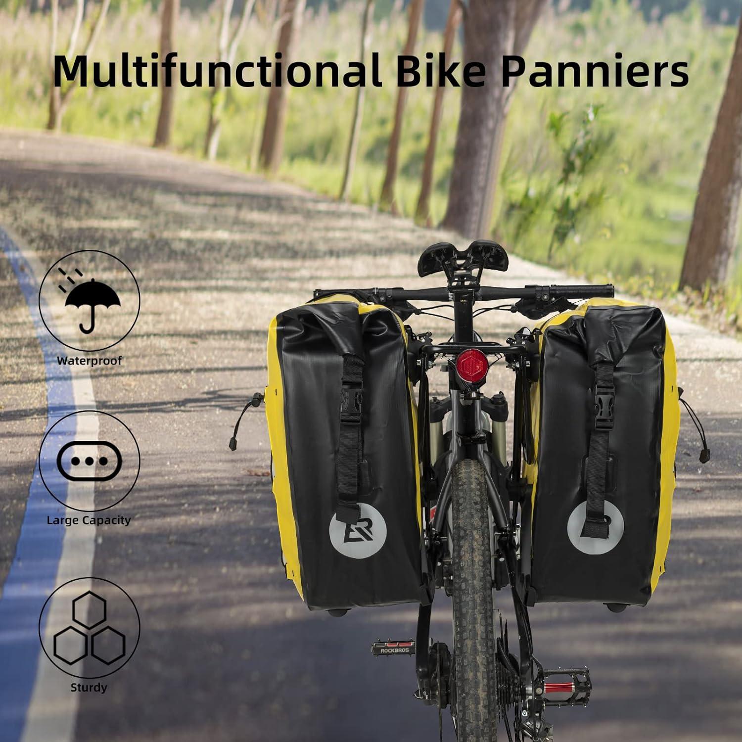 rockbros yellow cycling panniers#color_yellow
