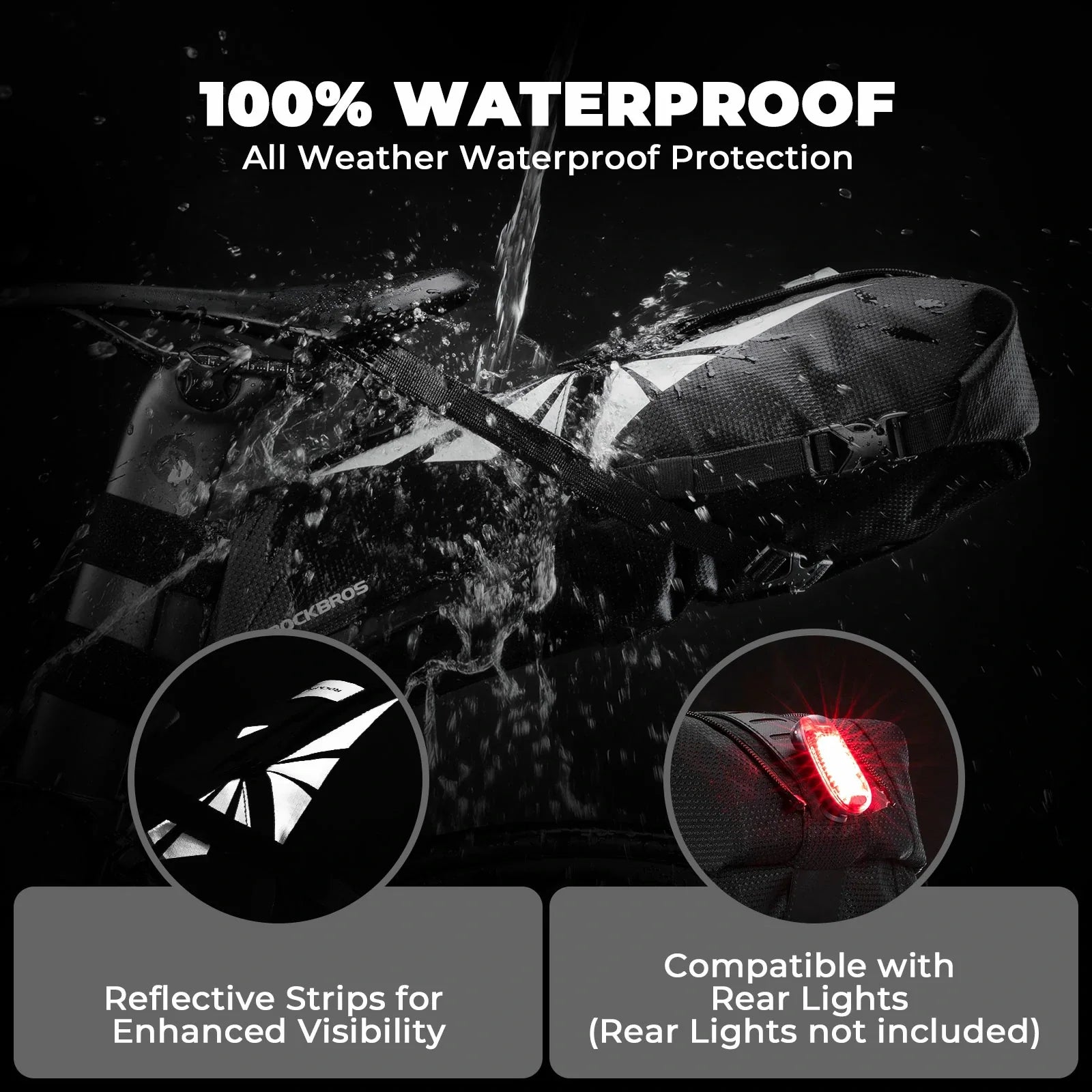 rockbros 8 l saddle bag in matte black