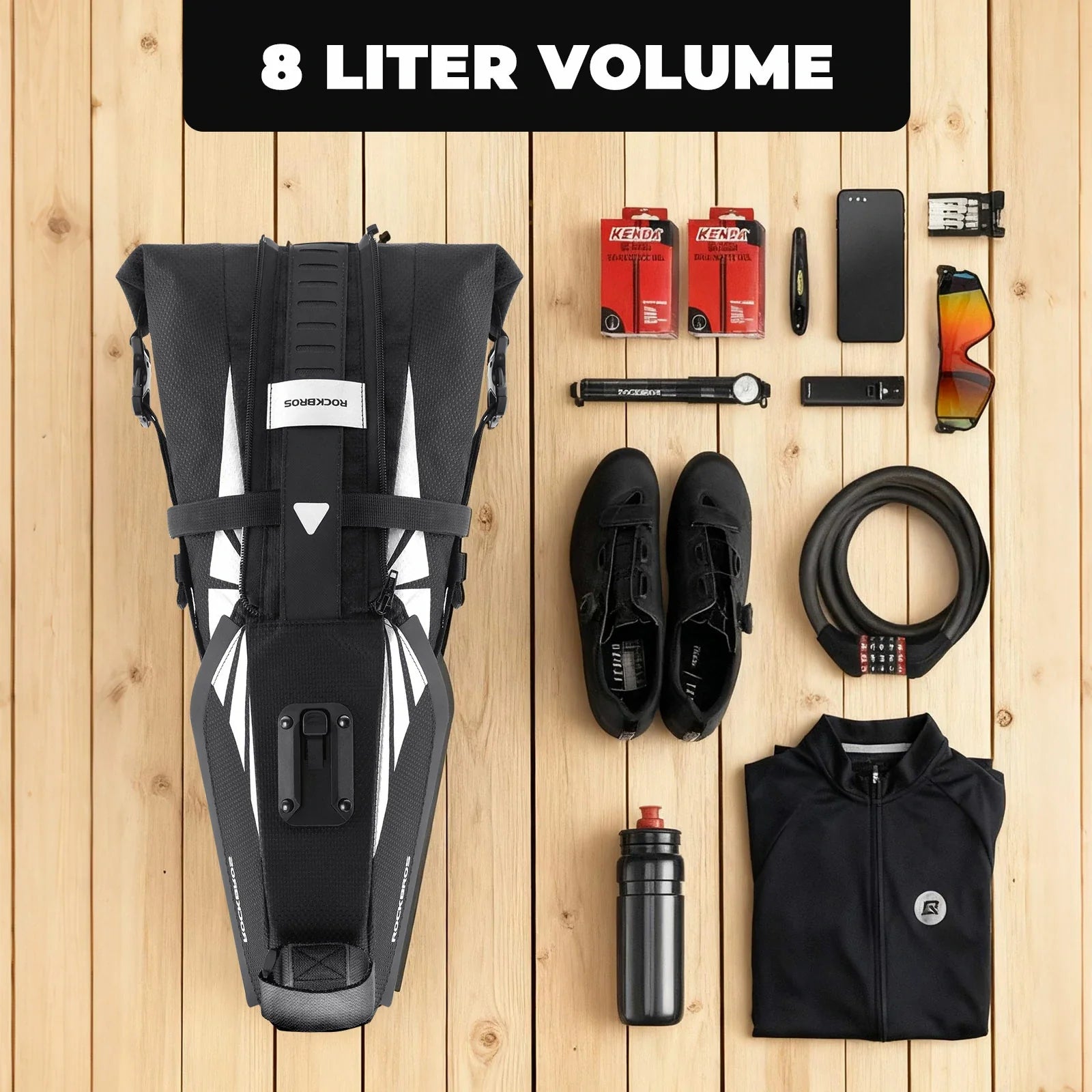 rockbros 8 l saddle bag in matte black