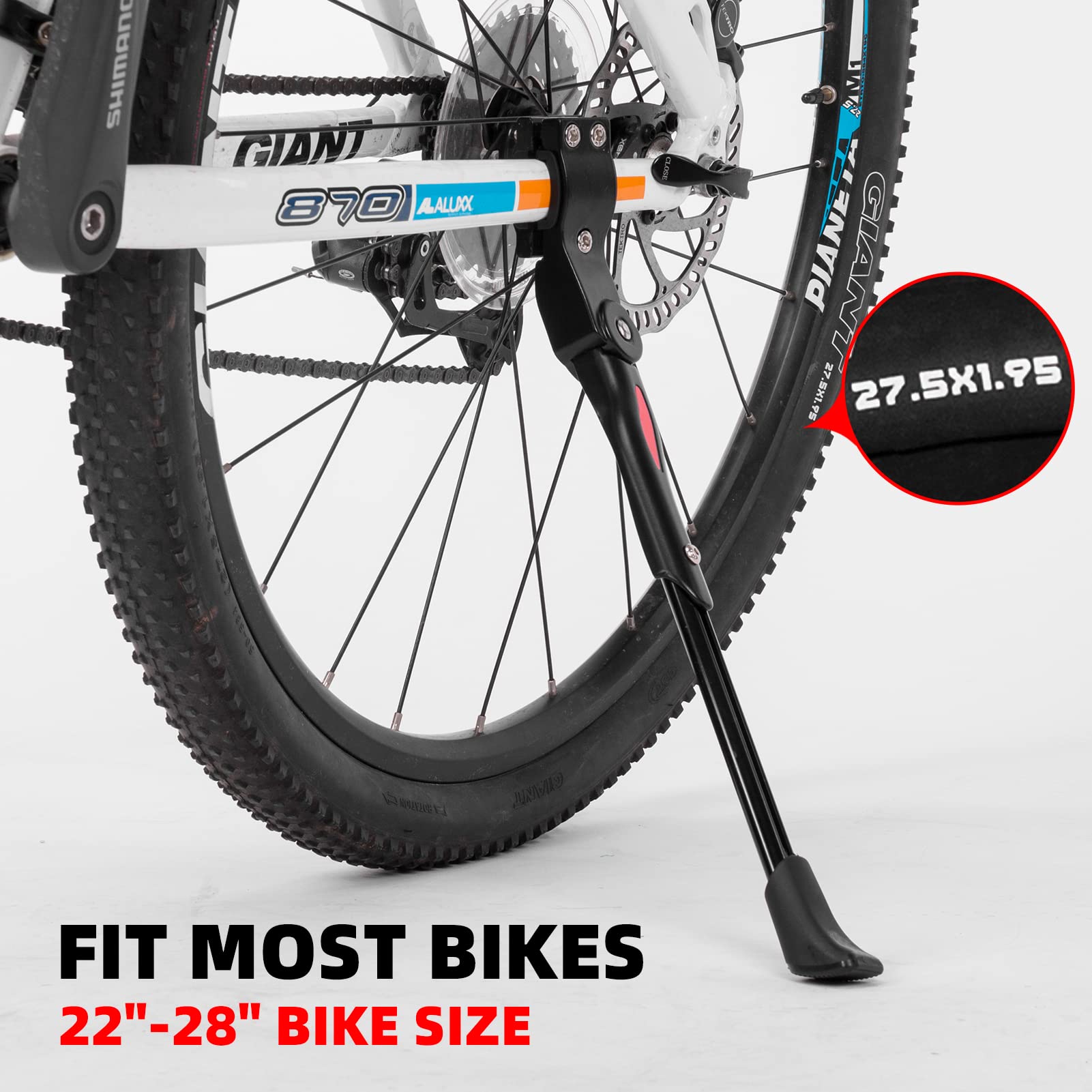 ROCKBROS Bike Kickstand Adjustable Rear Mount Aluminium Alloy Kickstand for 22''-28'' Mountain Bikes/Road Bikes - ROCKBROS