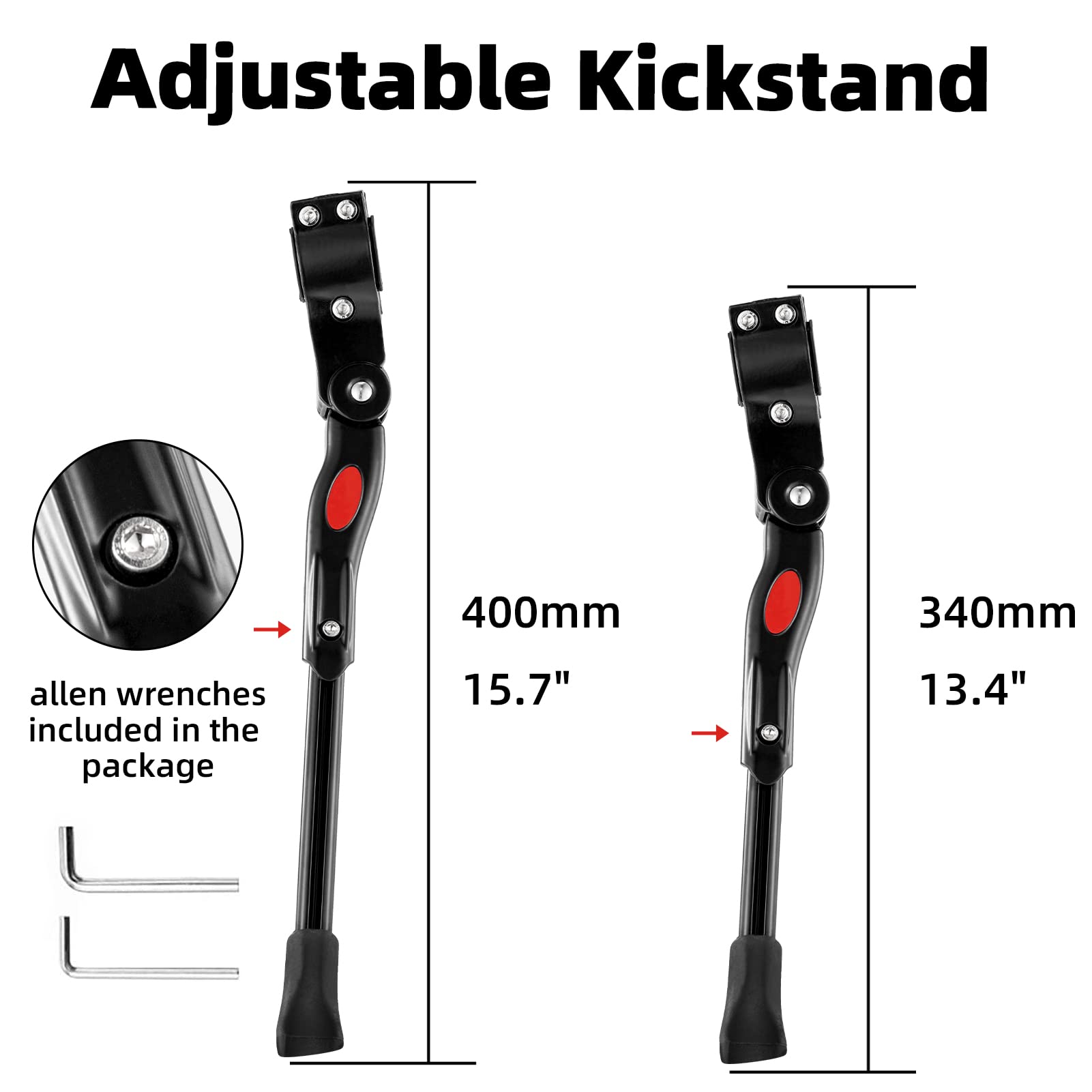 ROCKBROS Bike Kickstand Adjustable Rear Mount Aluminium Alloy Kickstand for 22''-28'' Mountain Bikes/Road Bikes - ROCKBROS