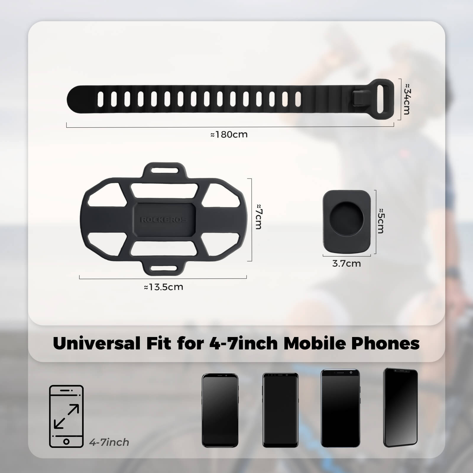 rockbros silicone bike phone mount with quick-release lever on handlebar