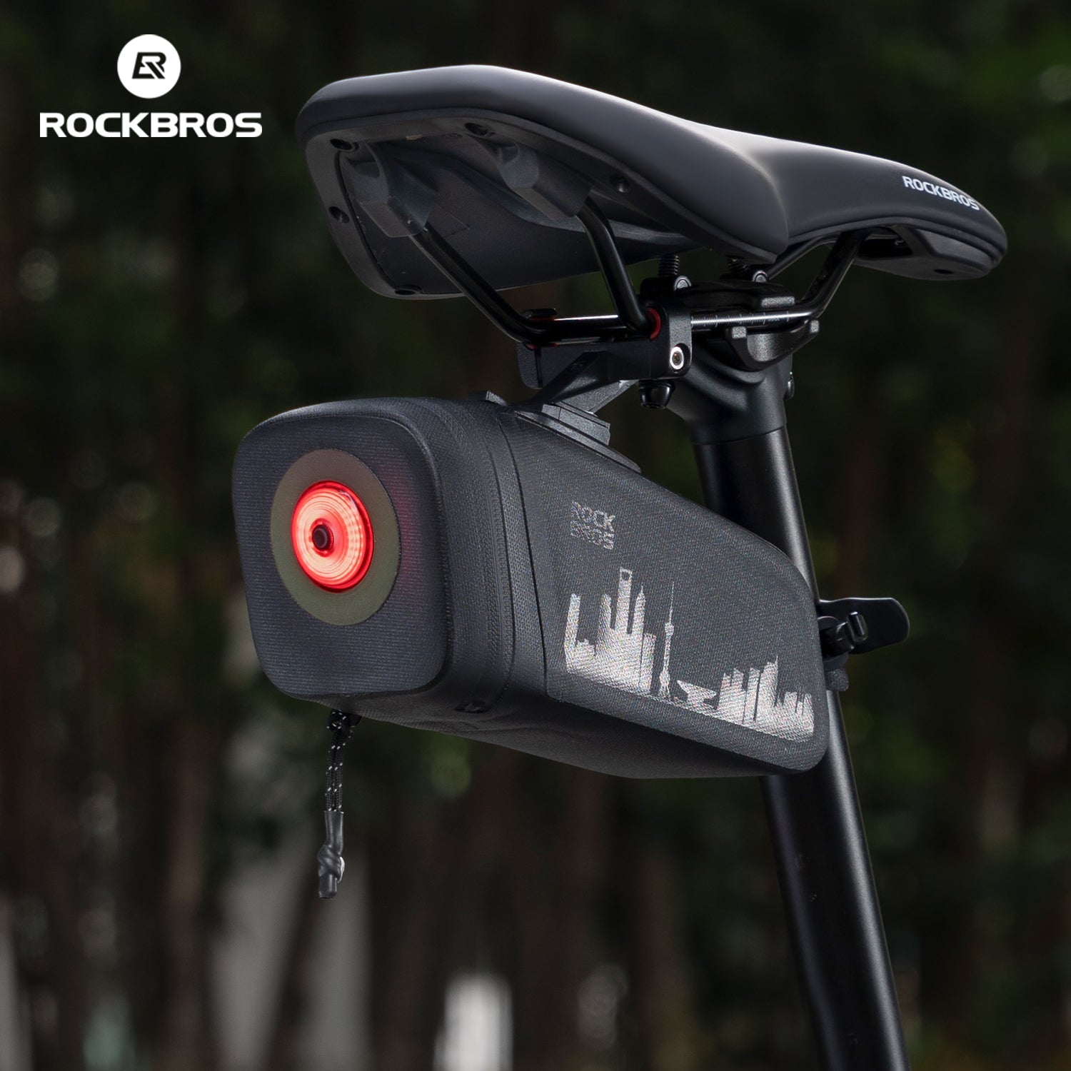 ROCKBROS Bike Saddle Bag Waterproof with Brake Sensor Tail Light