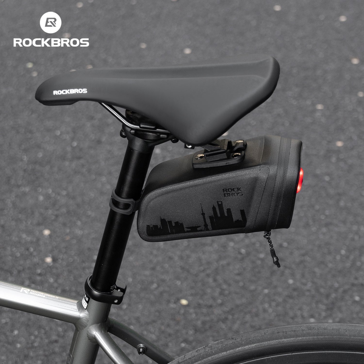 ROCKBROS Bike Saddle Bag Waterproof with Brake Sensor Tail Light