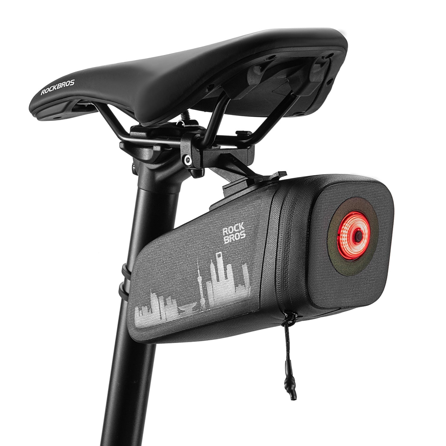 ROCKBROS Bike Saddle Bag Waterproof with Brake Sensor Tail Light