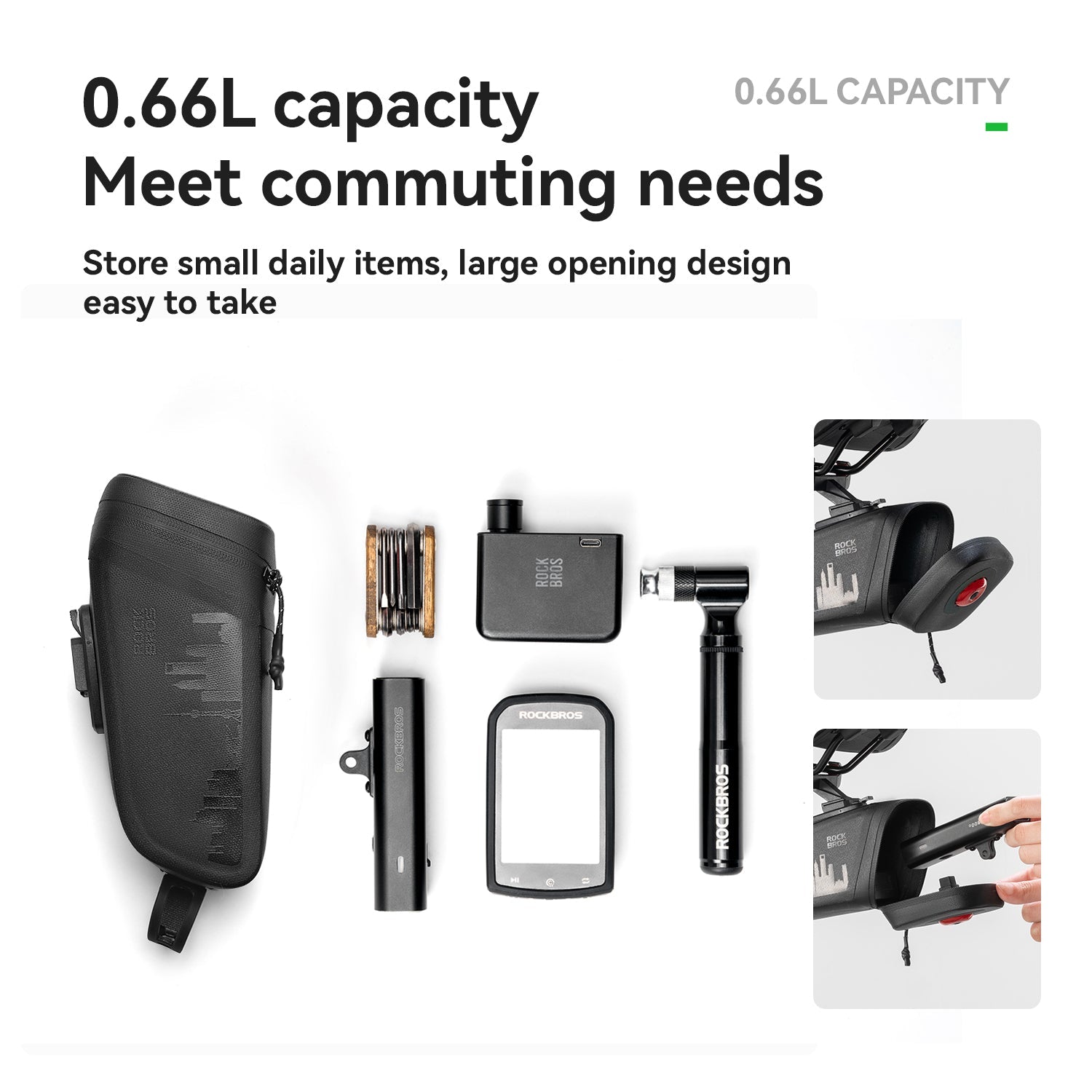 ROCKBROS Bike Saddle Bag Waterproof with Brake Sensor Tail Light