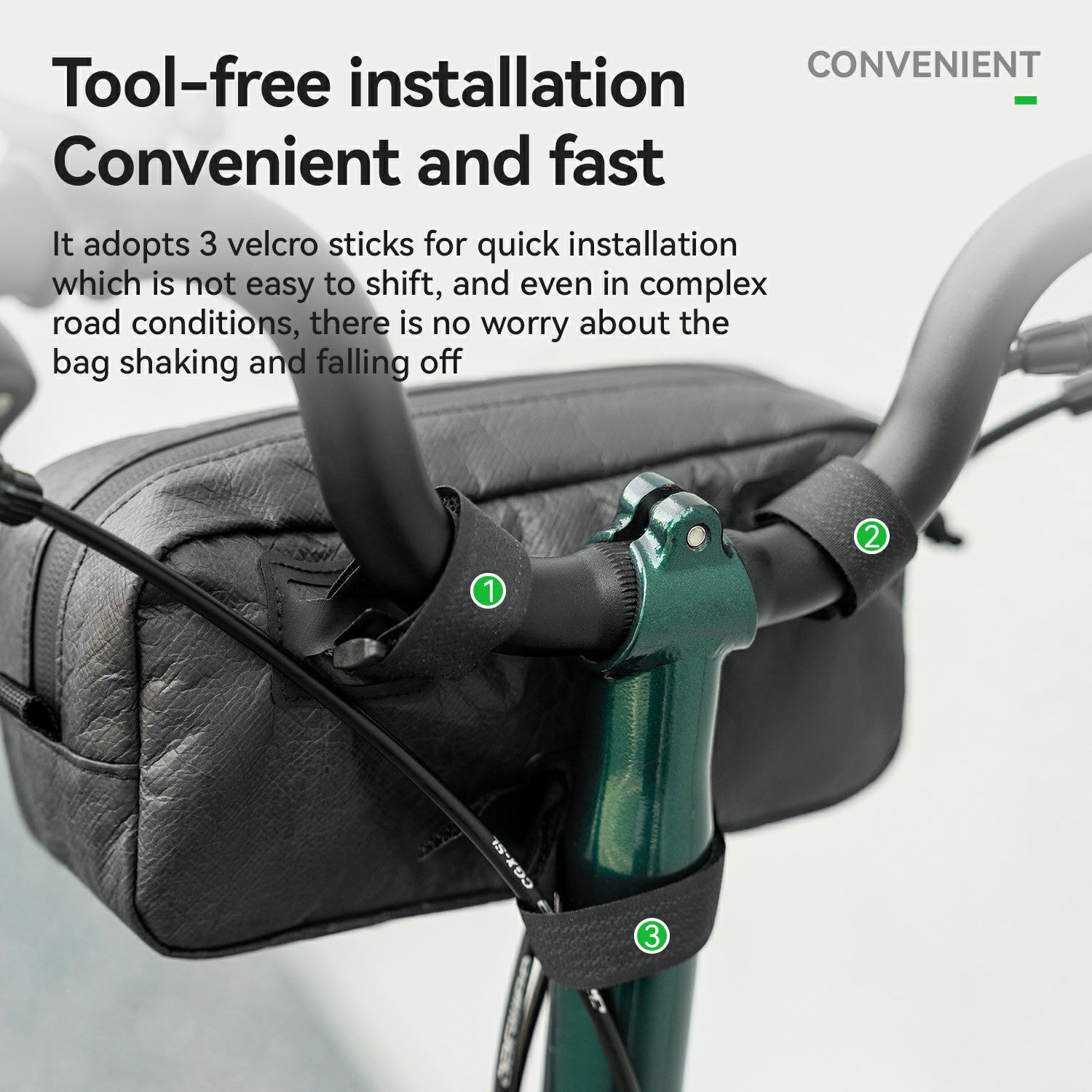 streamlined bike handlebar bag double zipper water-resistant