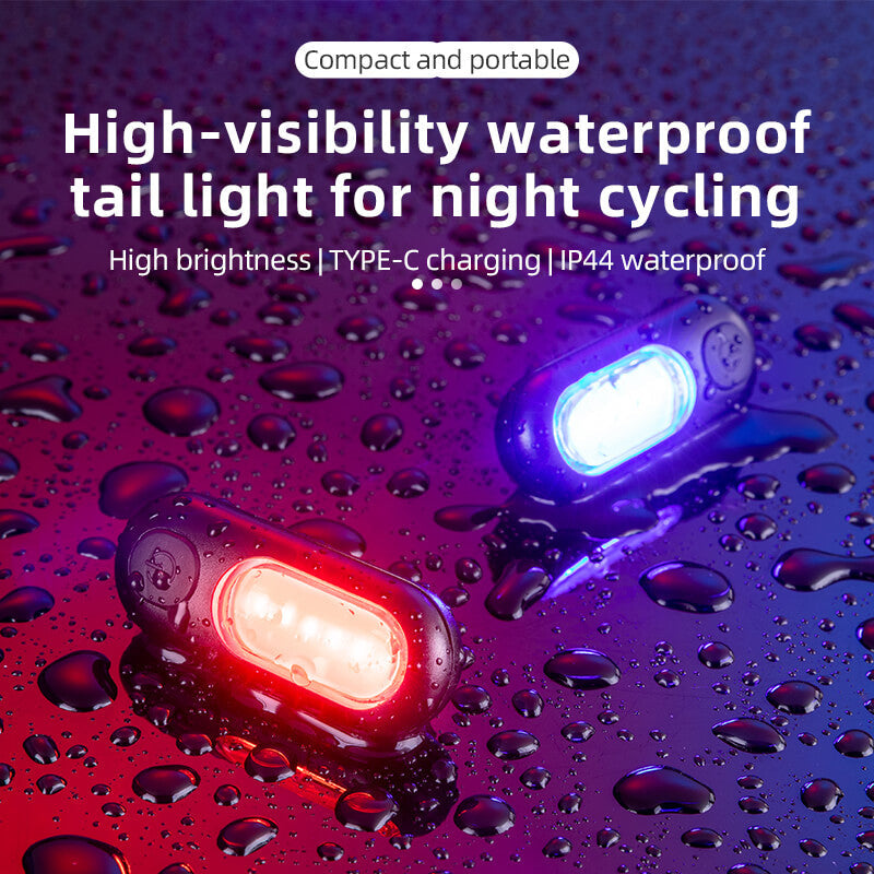 Compact ROCKBROS COB mini rear light, offering bright visibility and enhanced safety for night cycling.