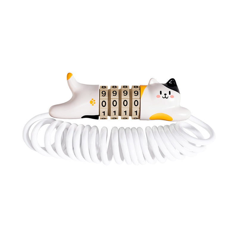 ROCKBROS Cute Cat Password Bike Lock 51.2in, White