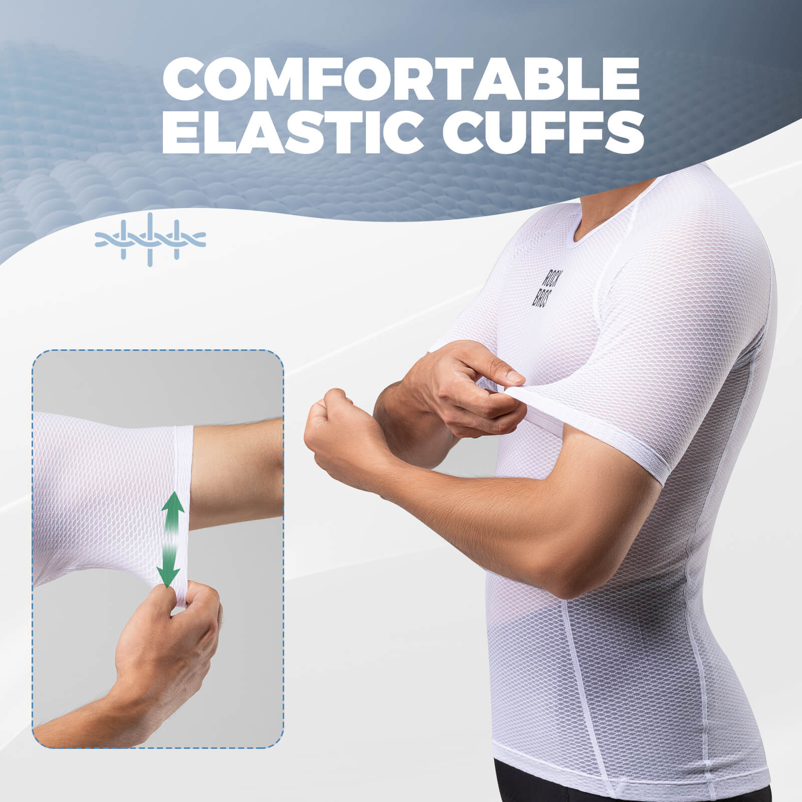 rockbros men's mesh cycling jersey with short sleeves, breathable and quick-drying design for warm weather rides