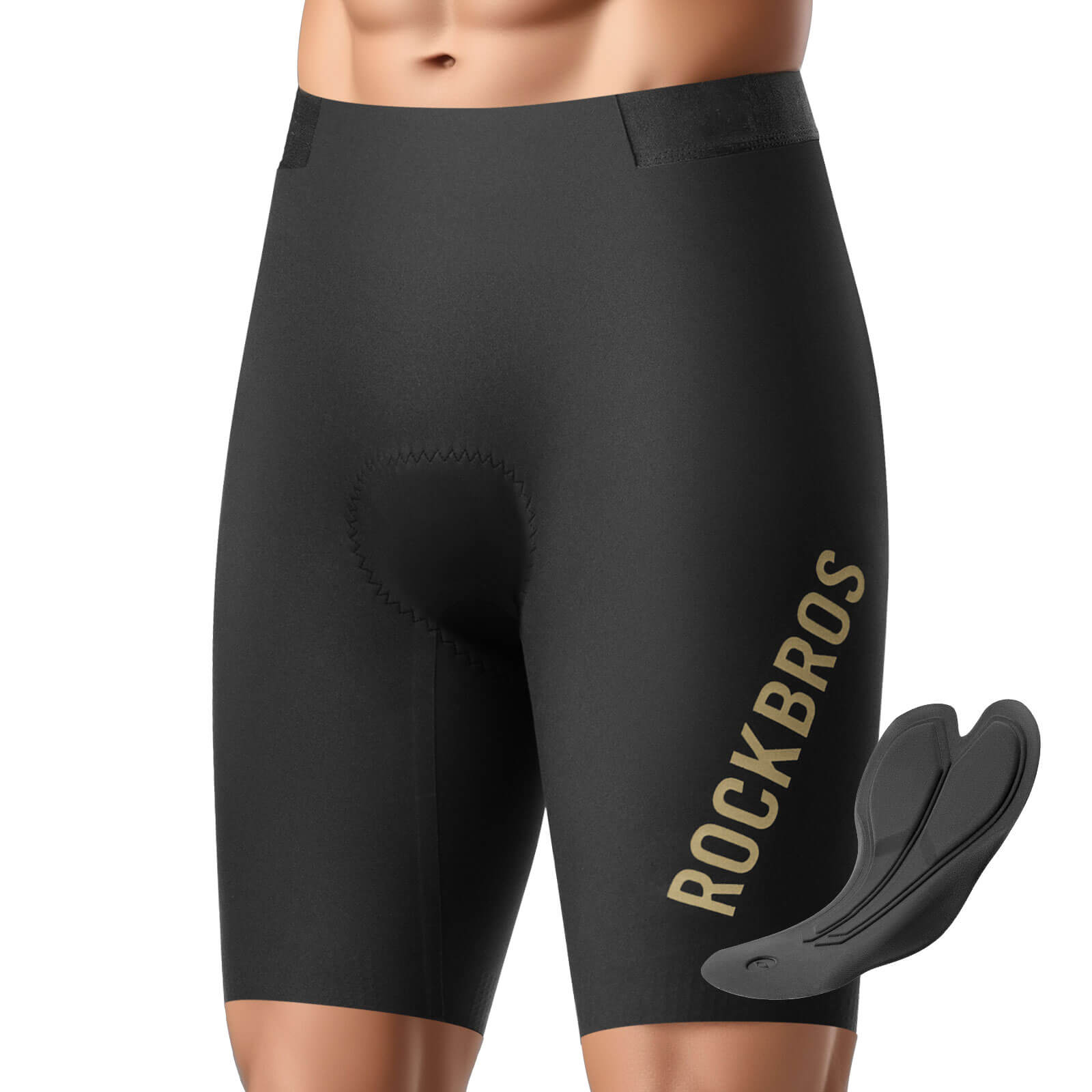 ROCKBROS men's cycling waist shorts YDDK013 featuring Elastic Interface® pads, engineered for advanced comfort and performance on long rides.