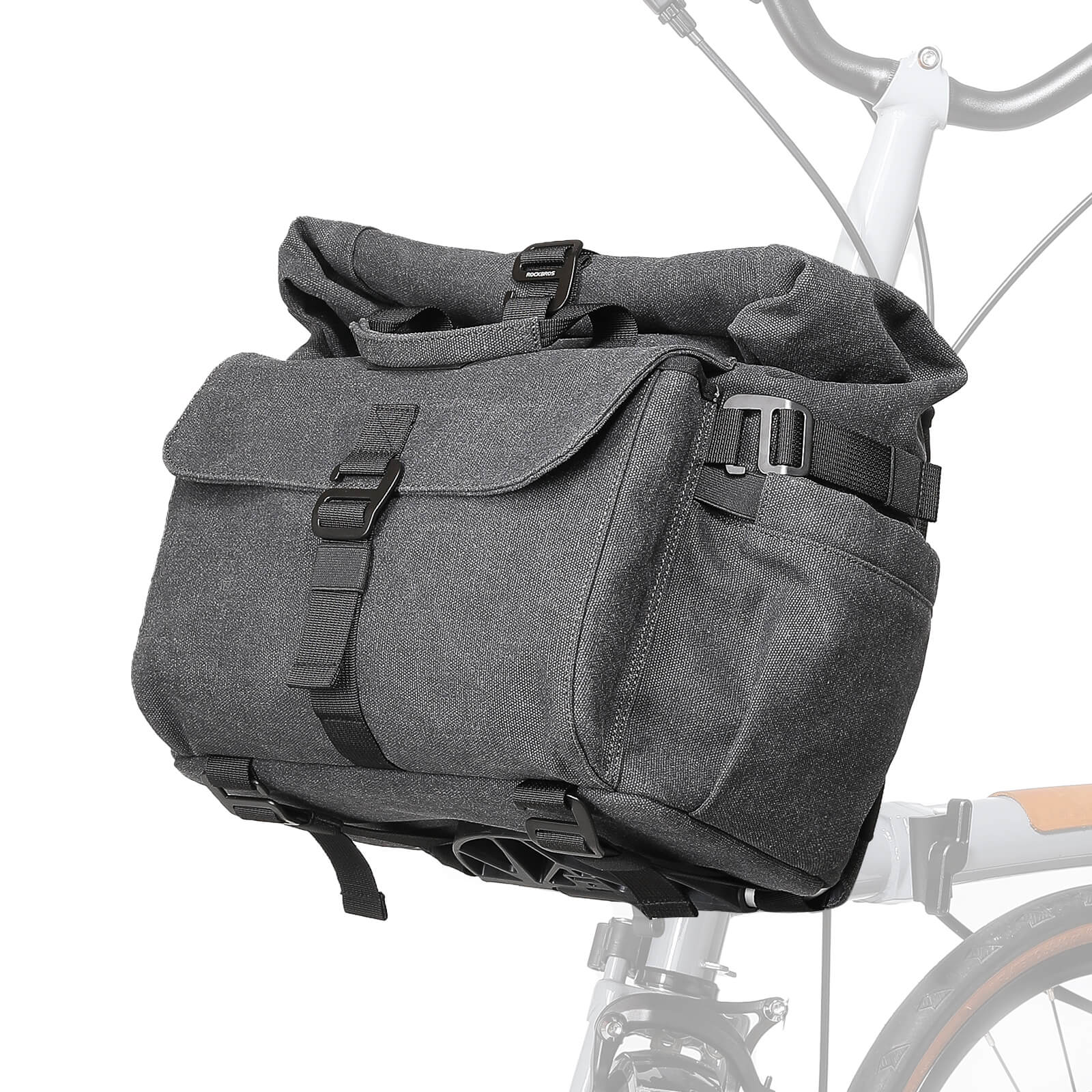 ROCKBROS Folding Bike Handlebar Bag Backpack, Black ROCKBROS Folding Bike Handlebar Bag Backpack, Black