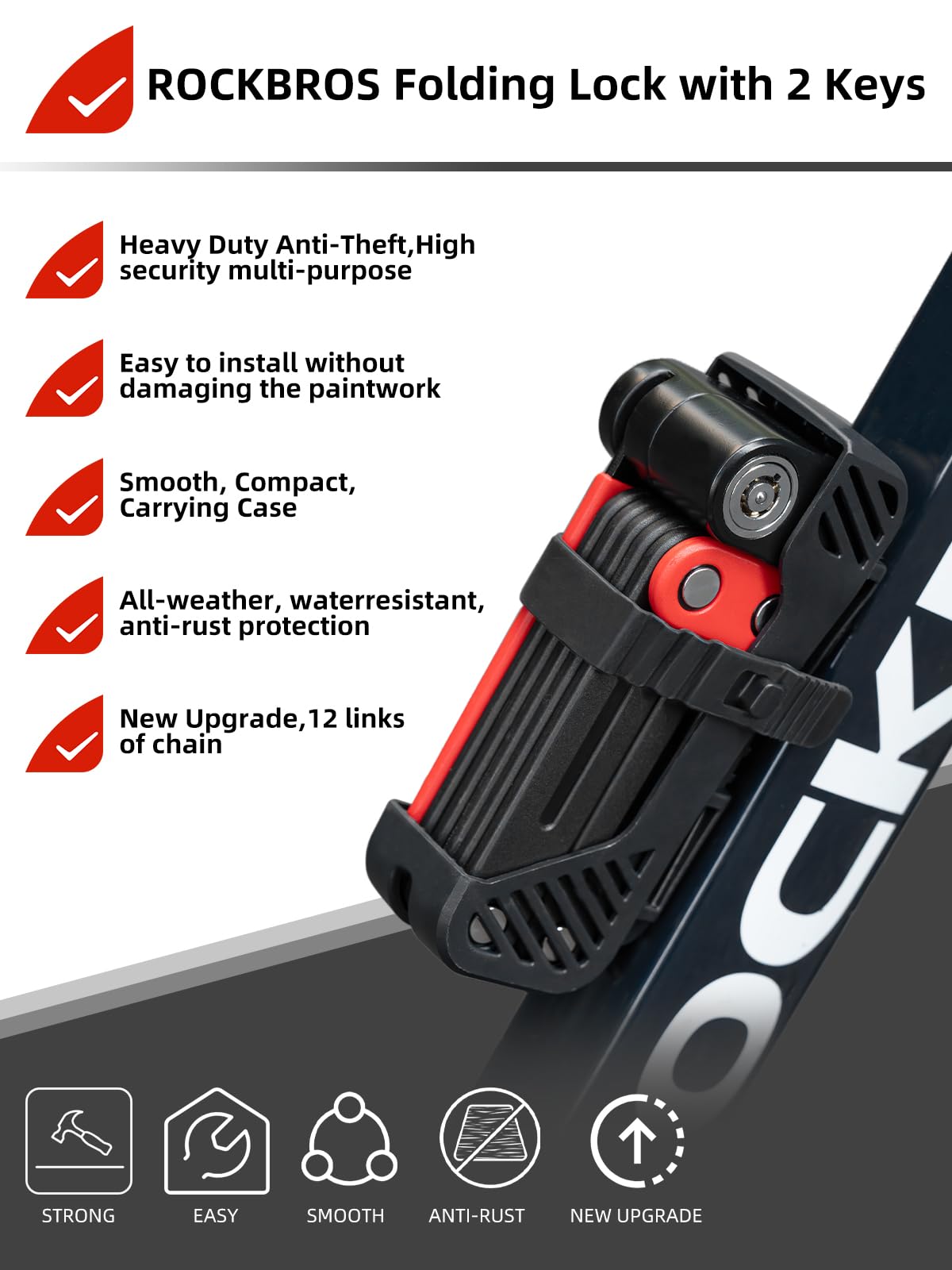 rockbros-folding-heavy-duty-anti-theft-bike-lock-120cm/47.24inch-with-2-keys