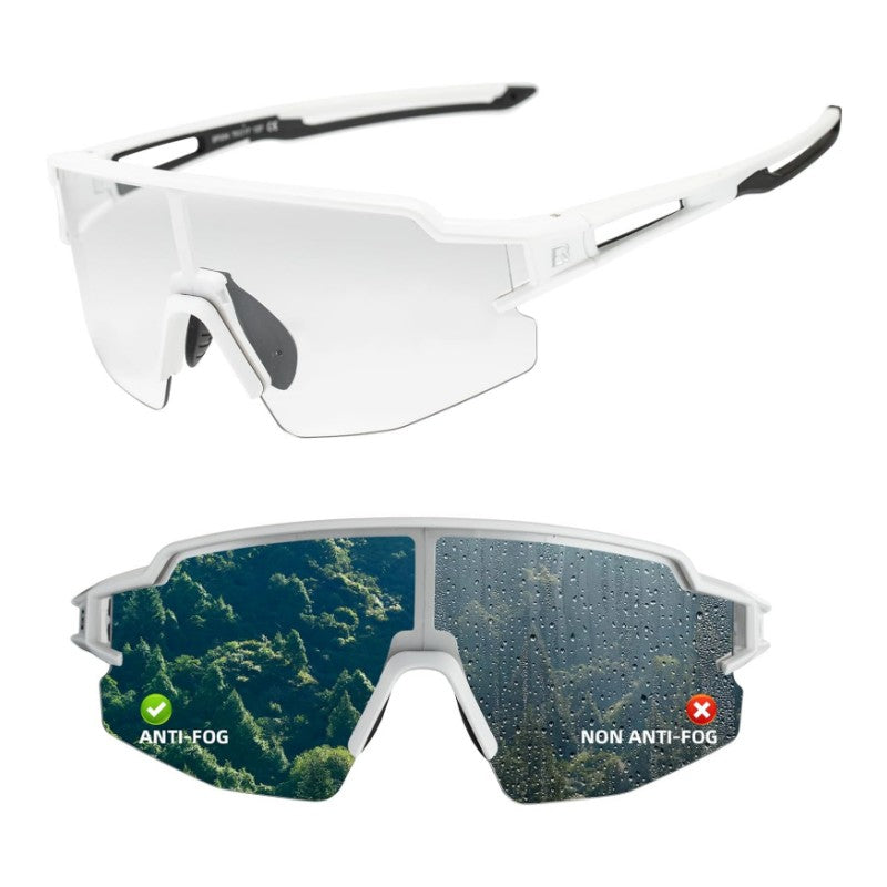 rockbros half photochromic cycling sunglasses uv400 protection #color_black-white-anti-fog