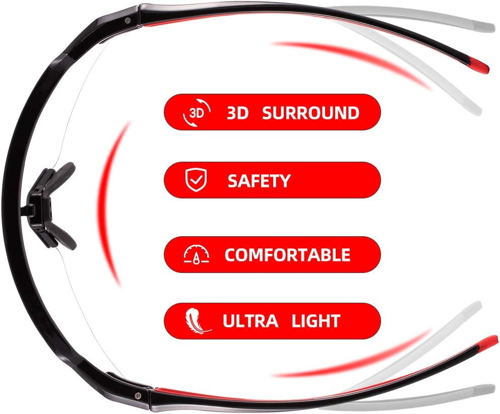 rockbros photochromic sunglasses lightweight half frame for adults#color_black-red