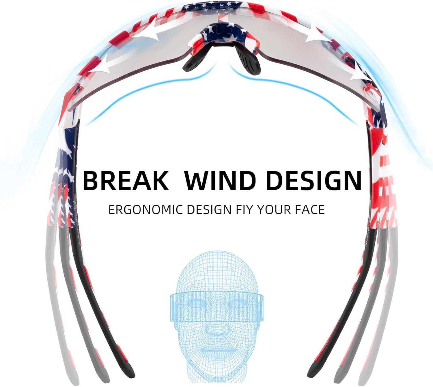 rockbros uv400 photochromic sports sunglasses lightweight and durable#color_flag