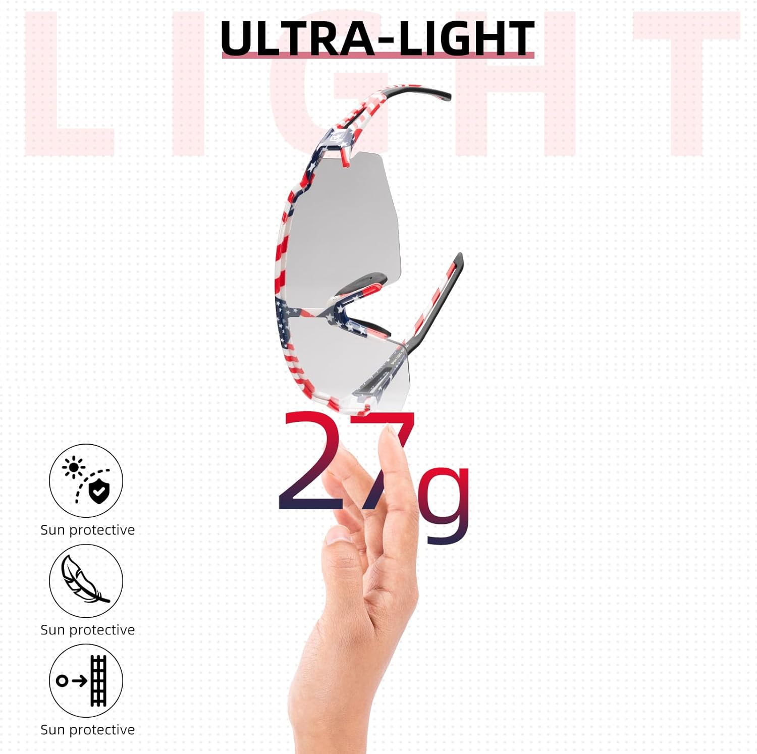 rockbros uv protection photochromic sports sunglasses lightweight #color_flag