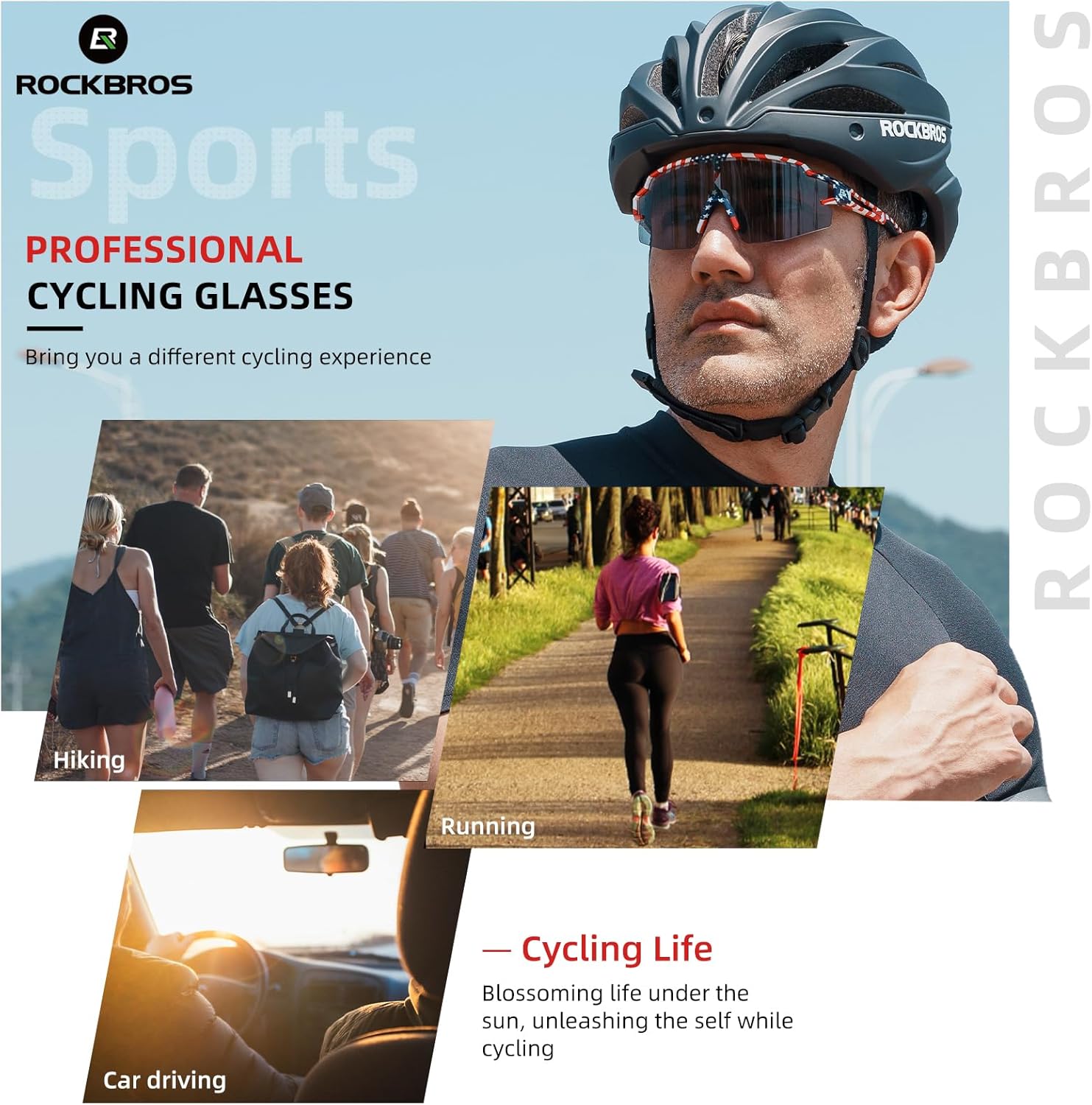 rockbros photochromic sunglasses for outdoor activities#color_flag