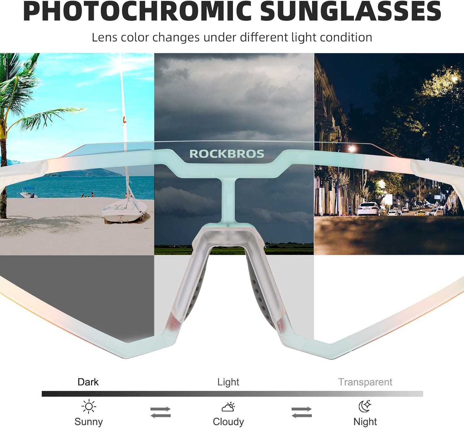 photochromic sunglasses with tr90 half frame#color_lightblack