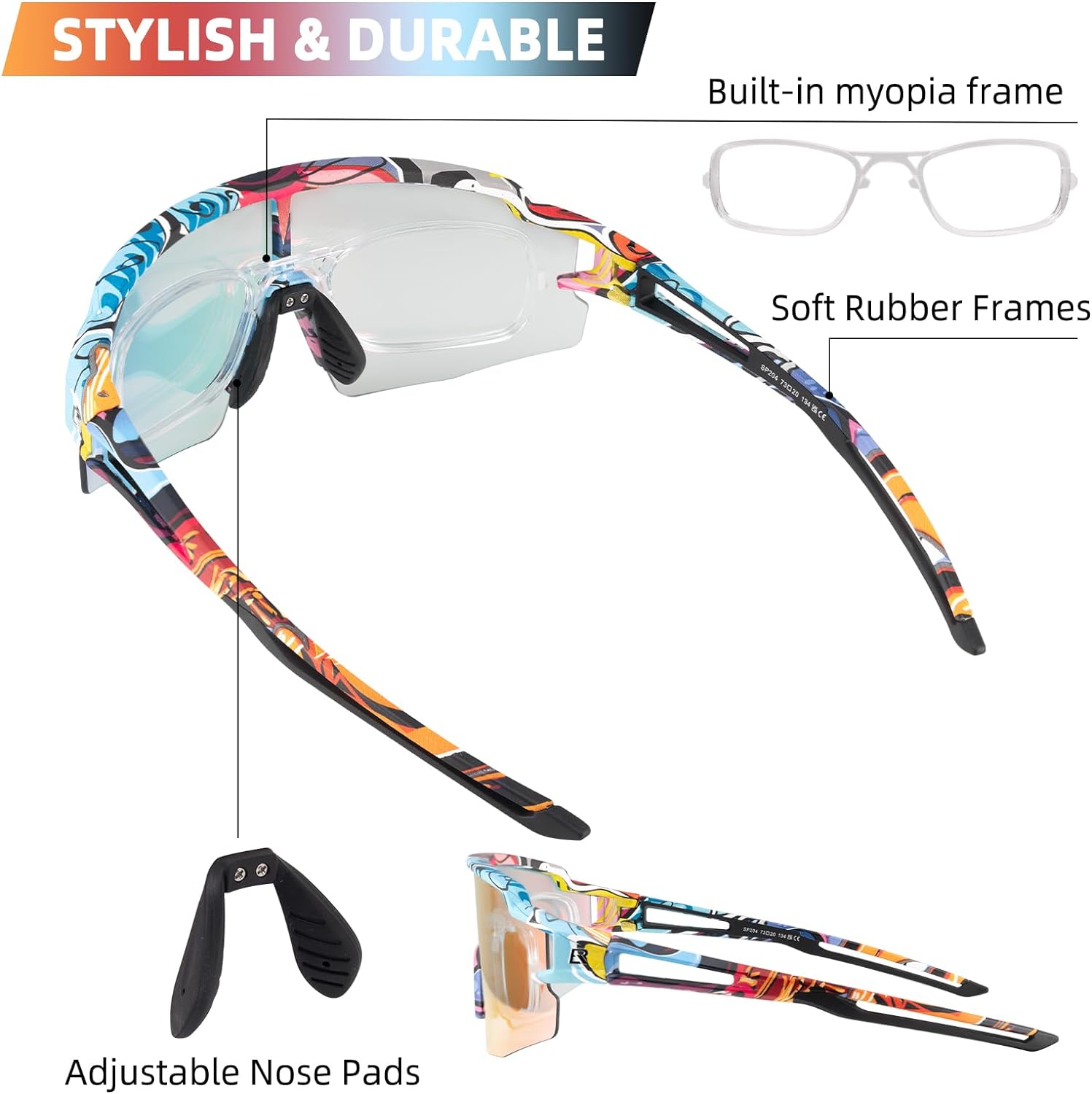 rockbros tr90 frame cycling glasses #color_multicolor
