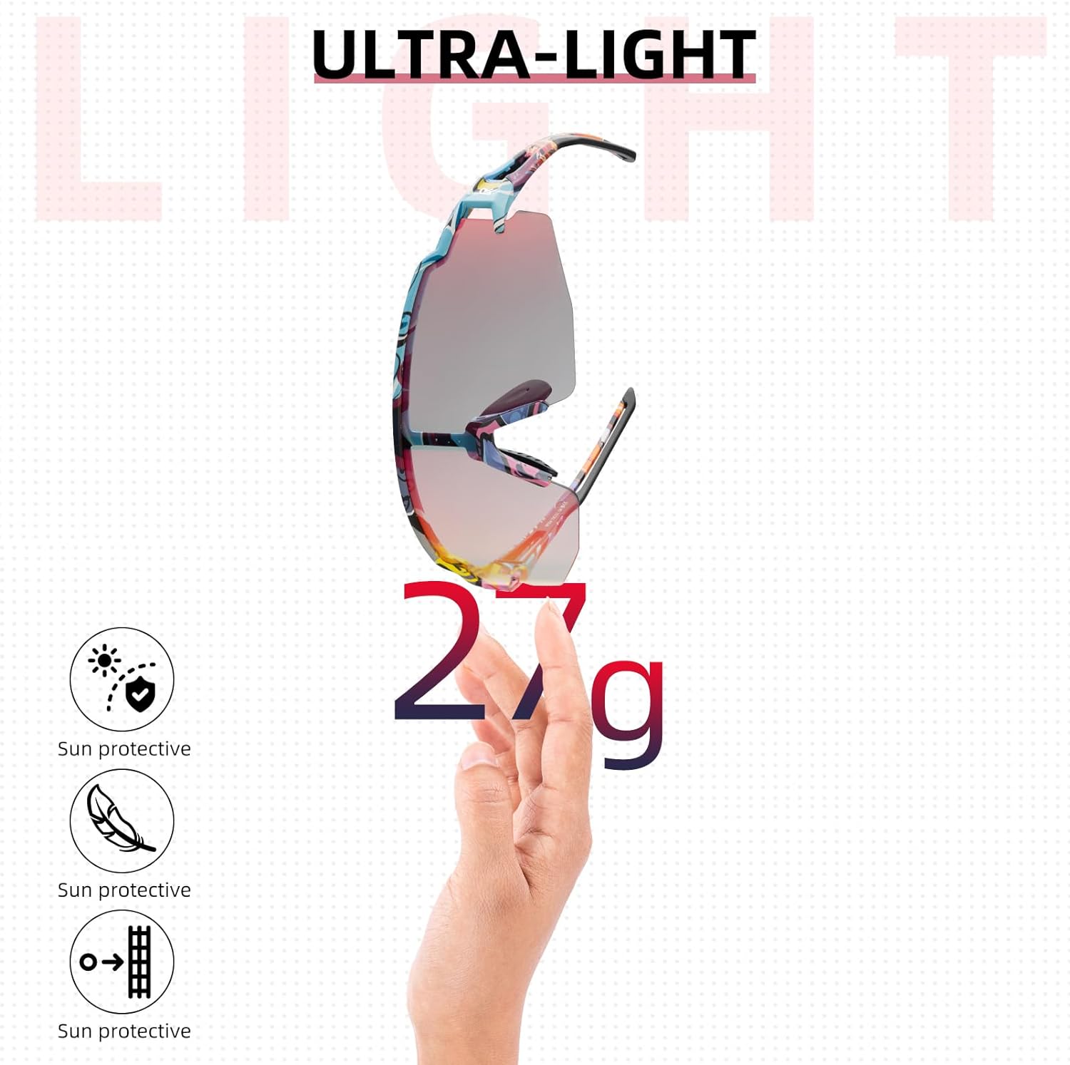 uv400 photochromic sports glasses with adjustable nose pads#color_multicolor